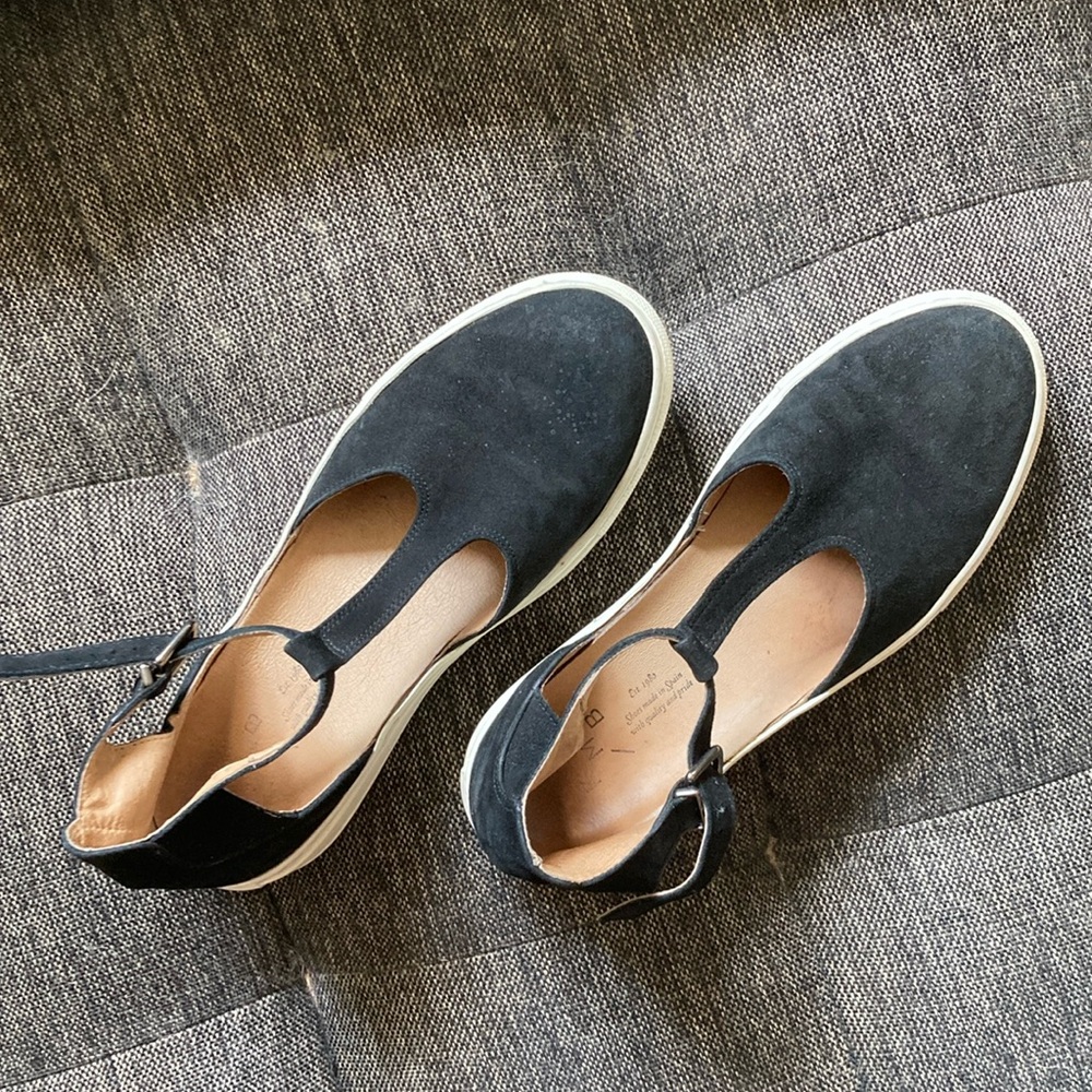 Anthropologie Suede T-Strap Sandal Shoes